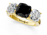 Yellow gold Fancy Black Cushion Cut Three-Stone Diamond Ring with Prong Setting on a Classic Band_13