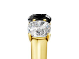 Yellow gold Fancy Black Cushion Cut Three-Stone Diamond Ring with Prong Setting on a Classic Band_17
