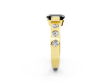 Yellow gold Fancy Black Emerald Cut Brilliant Channel-Set Diamond Ring with Bezel Prong Setting_2