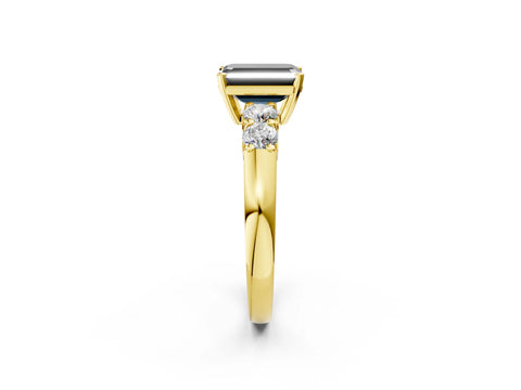 Yellow gold Fancy Black Emerald Cut Brilliant Diamond Five-Stone Engagement Ring with Prong Setting on a Classic Band_5