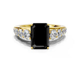Yellow gold Fancy Black Emerald Cut Brilliant Diamond Pavé Band with Six-Prong Setting_12