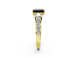 Yellow gold Fancy Black Emerald Cut Brilliant Diamond Pavé Band with Six-Prong Setting_14