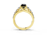 Yellow gold Fancy Black Emerald Cut Brilliant Diamond Pavé Band with Six-Prong Setting_15