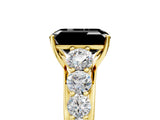 Yellow gold Fancy Black Emerald Cut Brilliant Diamond Pavé Band with Six-Prong Setting_17