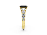 Yellow gold Fancy Black Emerald Cut Brilliant Diamond Pavé Band with Six-Prong Setting_2
