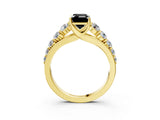 Yellow gold Fancy Black Emerald Cut Brilliant Diamond Pavé Band with Six-Prong Setting_3