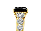 Yellow gold Fancy Black Emerald Cut Brilliant Diamond Pavé Band with Six-Prong Setting_5