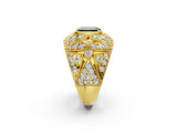 Yellow gold Fancy Black Emerald Cut Brilliant Halo Pave Diamond Milgrain Ring_2
