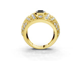 Yellow gold Fancy Black Emerald Cut Brilliant Halo Pave Diamond Milgrain Ring_3