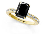 Yellow gold Fancy Black Emerald Cut Brilliant Pavé Band Solitaire with Four-Prong Setting_1