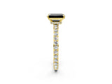 Yellow gold Fancy Black Emerald Cut Brilliant Pavé Band Solitaire with Four-Prong Setting_2