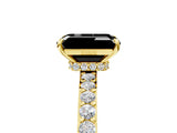Yellow gold Fancy Black Emerald Cut Brilliant Pavé Band Solitaire with Four-Prong Setting_5