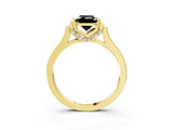 Yellow gold Fancy Black Emerald Cut Brilliant Solitaire Diamond Ring with Channel Set Band and Bar Prong Setting_3