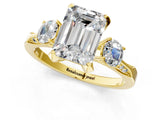 Yellow gold Fancy Black Emerald Cut Brilliant Three-Stone Diamond Ring with Pavé Band and Four-Prong Setting_4