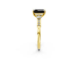 Yellow gold Fancy Black Emerald Cut Brilliant Three-Stone Pave Band with Four-Prong Setting_2