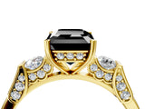Yellow gold Fancy Black Emerald Cut Brilliant Three-Stone Pave Band with Four-Prong Setting_4
