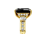 Yellow gold Fancy Black Emerald Cut Brilliant Three-Stone Pave Band with Four-Prong Setting_5