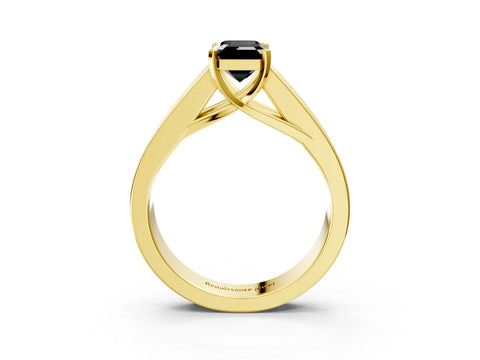 Yellow gold Fancy Black Emerald Cut Cut Channel Set Solitaire Ring with Four-Prong Setting_3