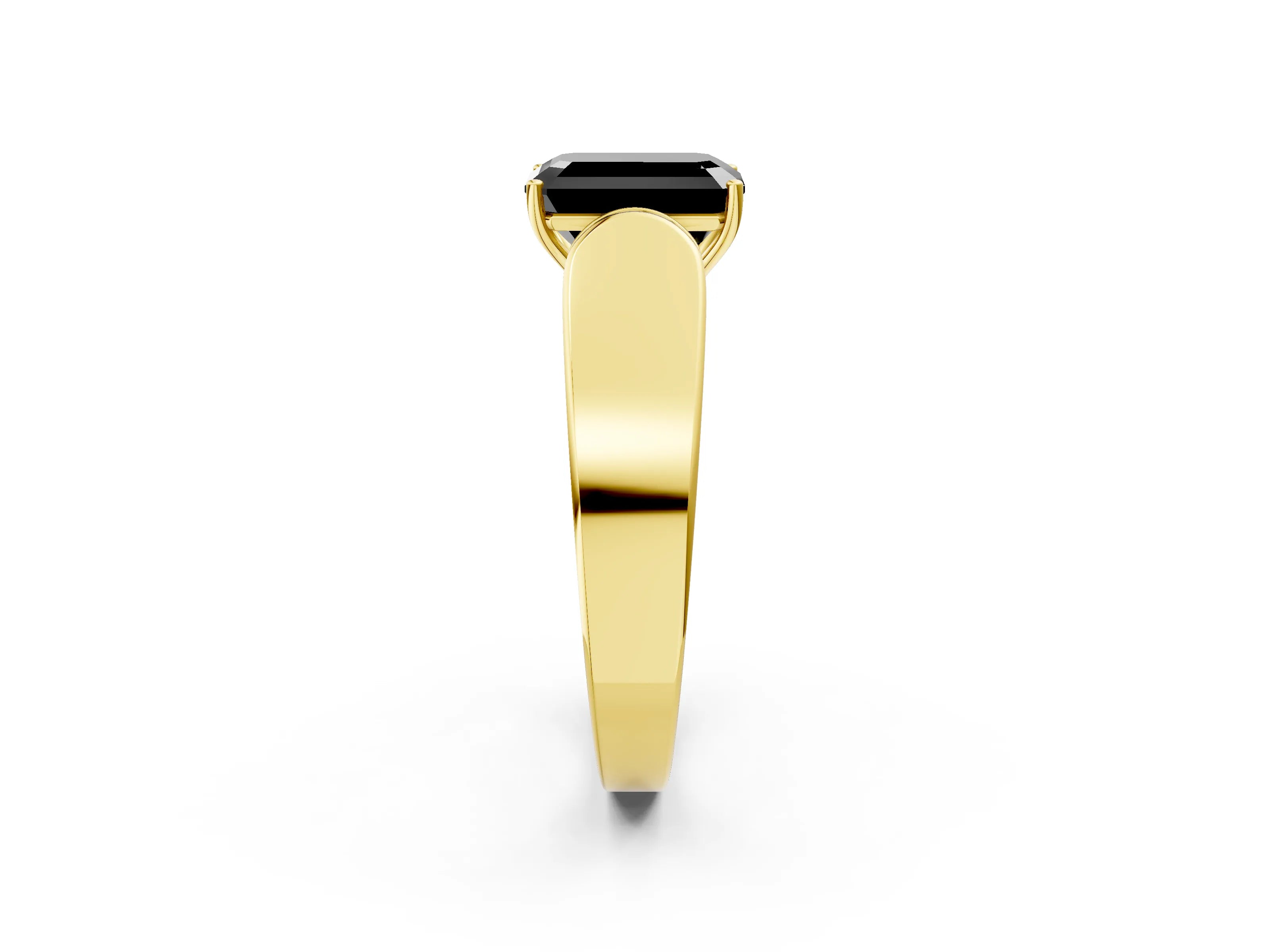 Yellow gold Fancy Black Emerald Cut Cut Diamond Channel Set Solitaire Ring with Four-Prong Setting_2