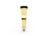 Yellow gold Fancy Black Emerald Cut Cut Diamond Channel Set Solitaire Ring with Four-Prong Setting_2