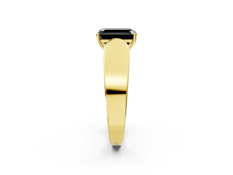 Yellow gold Fancy Black Emerald Cut Cut Diamond Channel Set Solitaire Ring with Four-Prong Setting_2