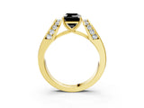 Yellow gold Fancy Black Emerald Cut Cut Diamond Channel Set Solitaire Ring with Four-Prong Setting_3