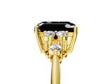 Yellow gold Fancy Black Emerald Cut Cut Diamond Cluster Ring with Solitaire Band and Four-Prong Setting_17