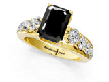 Yellow gold Fancy Black Emerald Cut Cut Diamond Engagement Ring with Pavé Band and Four-Prong Setting_1