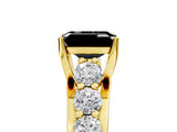 Yellow gold Fancy Black Emerald Cut Cut Diamond Engagement Ring with Pavé Band and Four-Prong Setting_5