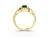 Yellow gold Fancy Black Emerald Cut Cut Diamond Halo Engagement Ring with Open Split Pavé Band_3