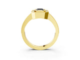 Yellow gold Fancy Black Emerald Cut-Cut Diamond Halo Engagement Ring with Pave Band and Prong Setting_3