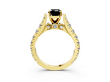Yellow gold Fancy Black Emerald Cut Cut Diamond Pavé Band Solitaire with Four-Prong Setting_3