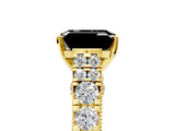 Yellow gold Fancy Black Emerald Cut Cut Diamond Pavé Band Solitaire with Four-Prong Setting_5