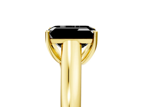Yellow gold Fancy Black Emerald Cut Cut Diamond Solitaire Engagement Ring with Tapered Plain Band and Four-Prong Setting_5