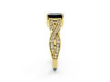 Yellow gold Fancy Black Emerald Cut Cut Diamond Twisted Band with Milgrain Pave Setting and Four-Prong Setting_2