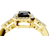 Yellow gold Fancy Black Emerald Cut Cut Halo Diamond Infinity Band with Four-Prong Setting_4