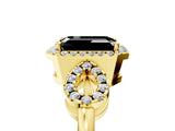 Yellow gold Fancy Black Emerald Cut Cut Halo Diamond Infinity Band with Four-Prong Setting_5