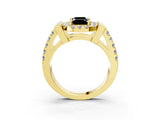 Yellow gold Fancy Black Emerald Cut Cut Halo Split Shank Prong Set Ring_3