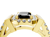Yellow gold Fancy Black Emerald Cut Cut Halo Split Shank Prong Set Ring_4