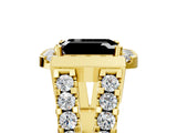 Yellow gold Fancy Black Emerald Cut Cut Halo Split Shank Prong Set Ring_5