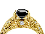 Yellow gold Fancy Black Emerald Cut Cut Milgrain Pave Diamond Engagement Ring with Four-Prong Setting_19