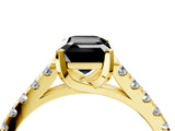Yellow gold Fancy Black Emerald Cut Cut Pavé Band Solitaire Ring with Four-Prong Setting_4