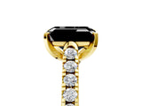 Yellow gold Fancy Black Emerald Cut Cut Pavé Band Solitaire Ring with Four-Prong Setting_5