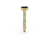 Yellow gold Fancy Black Emerald Cut Cut Pave Band Milgrain Solitaire Ring_2