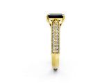 Yellow gold Fancy Black Emerald Cut Cut Pave Split Shank Engagement Ring with Four-Prong Setting_2
