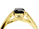 Yellow gold Fancy Black Emerald Cut Cut Pave Split Shank Engagement Ring with Four-Prong Setting_4
