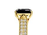 Yellow gold Fancy Black Emerald Cut Cut Pave Split Shank Engagement Ring with Four-Prong Setting_5