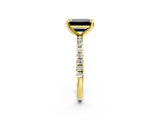 Yellow gold Fancy Black Emerald Cut Diamond Brilliant Solitaire Ring with Pavé Band and Four-Prong Setting_14