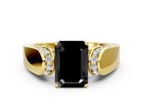 Yellow gold Fancy Black Emerald Cut Diamond Channel Set Solitaire Ring with Four-Prong Setting_12