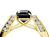 Yellow gold Fancy Black Emerald Cut Diamond Channel Set Solitaire Ring with Four-Prong Setting_16